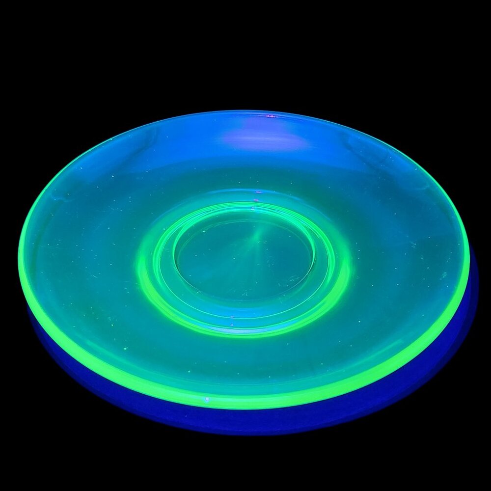 Vintage Uranium Depression Glass Green Decorative Saucer